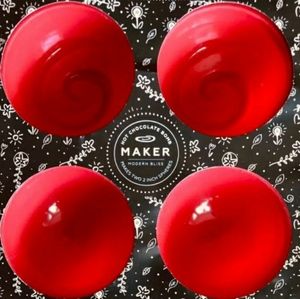 Modern Bliss Hot Chocolate Swirl Bomb Maker Red Silicone Mold Makes 2" Spheres